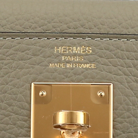 Borsa Hermès  Kelly 28 cm in pelle togo verde Sauge - Detail D2