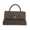 Chanel  Top Handle handbag  in khaki quilted grained leather - 360 thumbnail