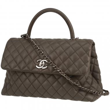 Bolso de mano Chanel  Top Handle en cuero granulado acolchado caqui