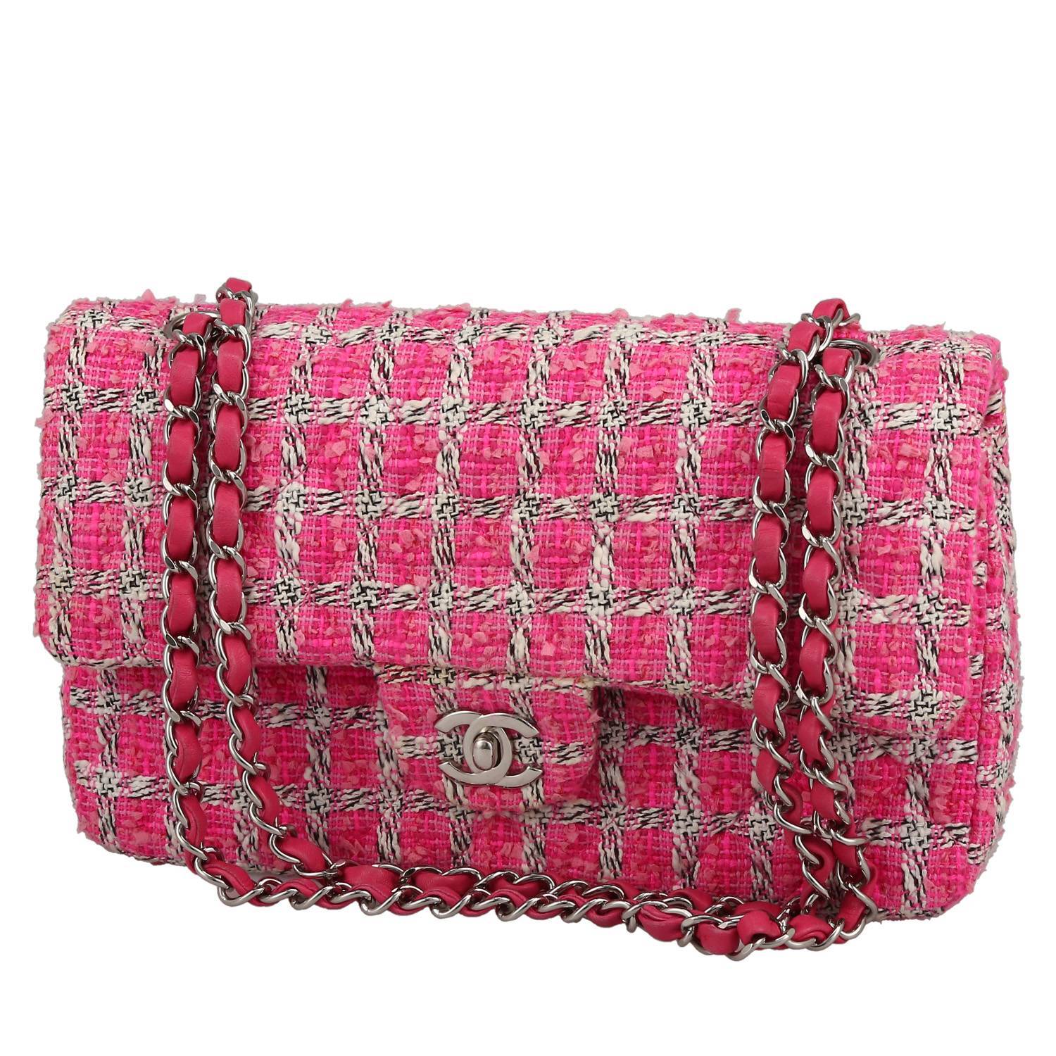 Chanel pink cheap tweed bag