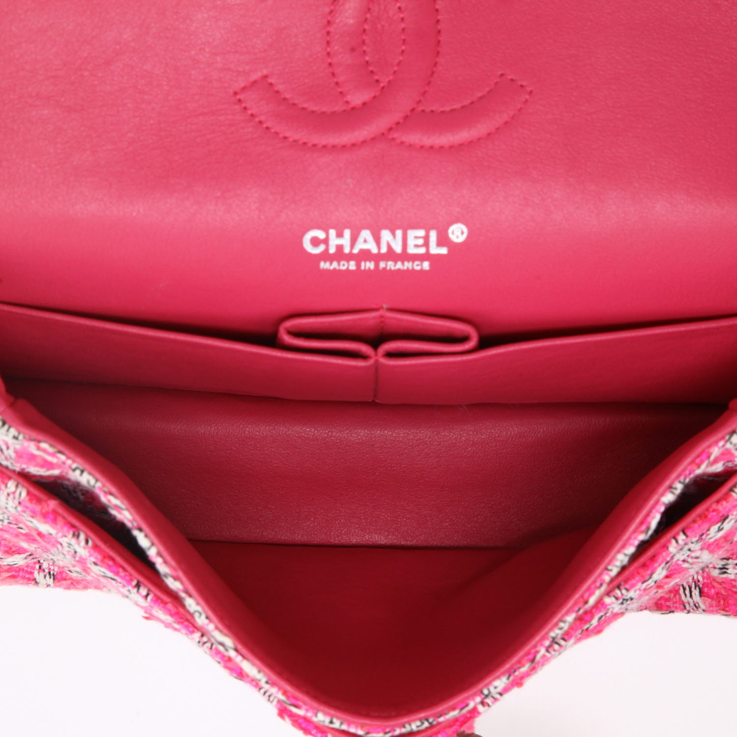 Bolso de mano Chanel  Timeless Classic en tweed rosa - Detail D3