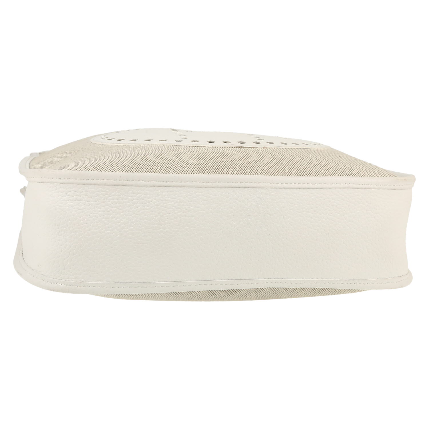 Bolso bandolera Hermès  Evelyne en lona beige y cuero togo blanco - Detail D1
