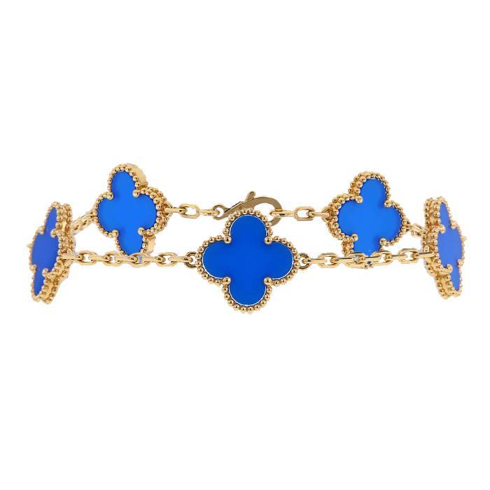 Brazalete Van Cleef & Arpels Alhambra Vintage en oro amarillo y ágata azul