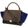 Celine  Trapeze handbag  in taupe and black leather  and blue suede - 00pp thumbnail