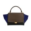Celine  Trapeze handbag  in taupe and black leather  and blue suede - 360 thumbnail