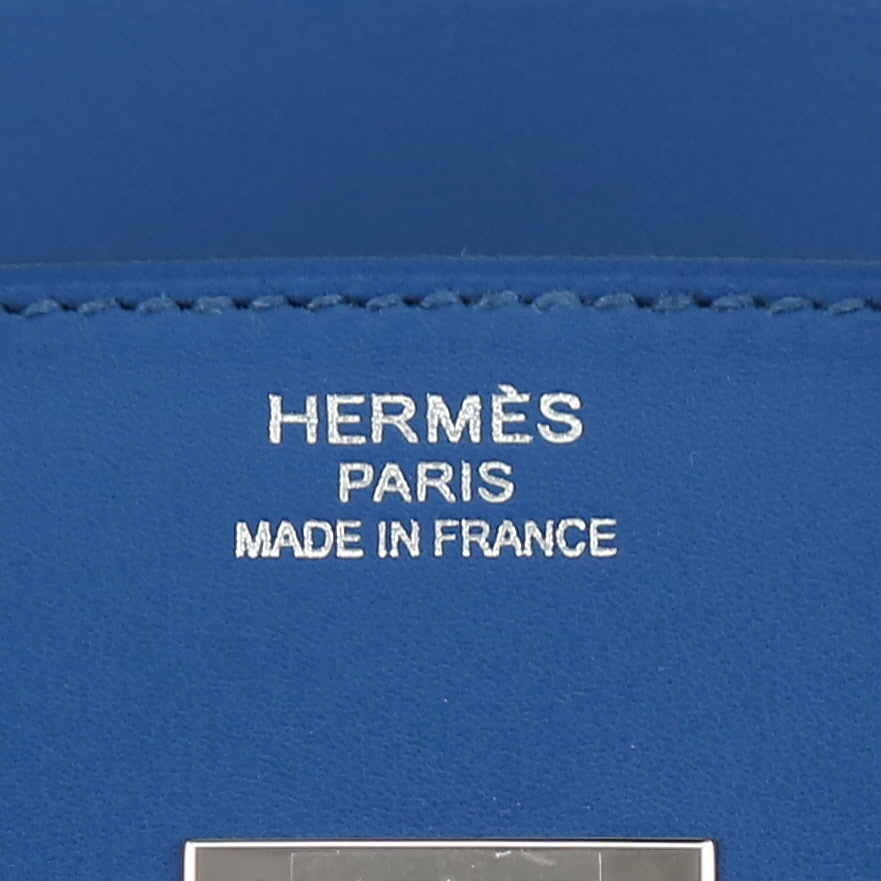 Sac à main Hermès  Birkin 35 cm Fray Fray en toile beige et cuir Swift bleu - Detail D2