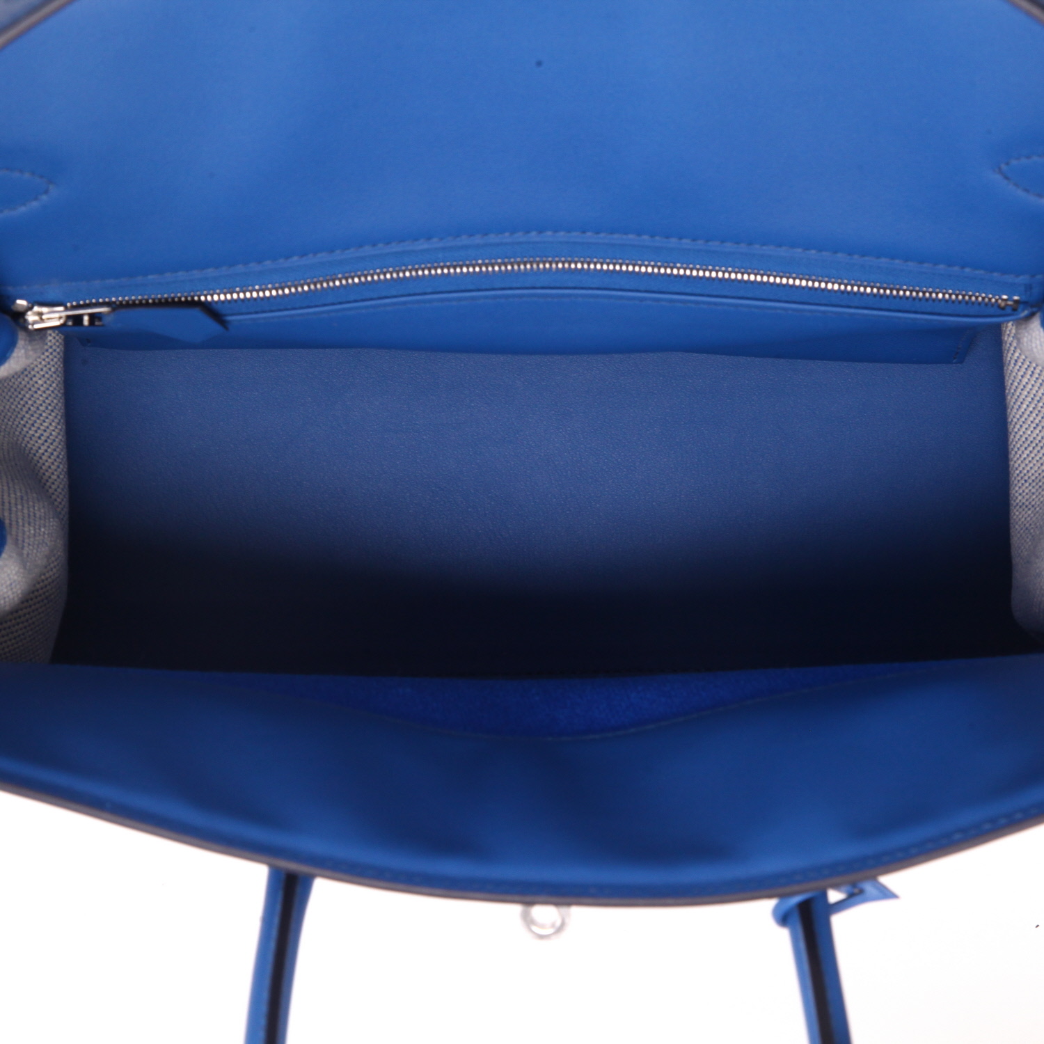 Bolso de mano Hermès  Birkin 35 cm en lona beige y cuero swift azul - Detail D3