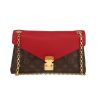 Borsa a tracolla Louis Vuitton  Pallas in tela monogram marrone e pelle rossa - 360 thumbnail