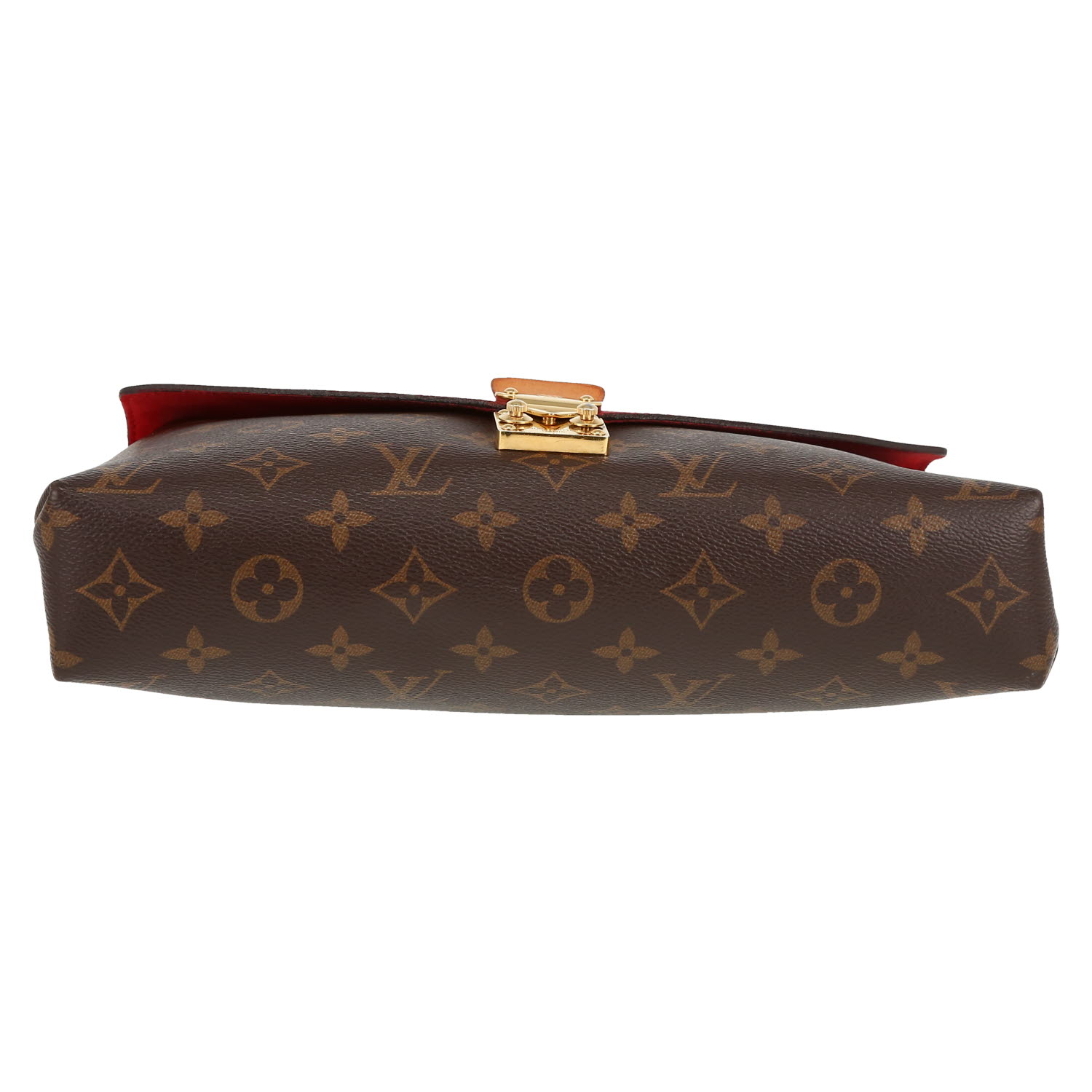 Sac bandoulière Louis Vuitton  Pallas en toile monogram marron et cuir rouge - Detail D1