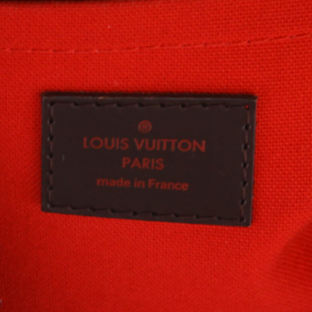 Borsa Louis Vuitton  Thames in tela a scacchi ebana e pelle lucida marrone - Detail D2