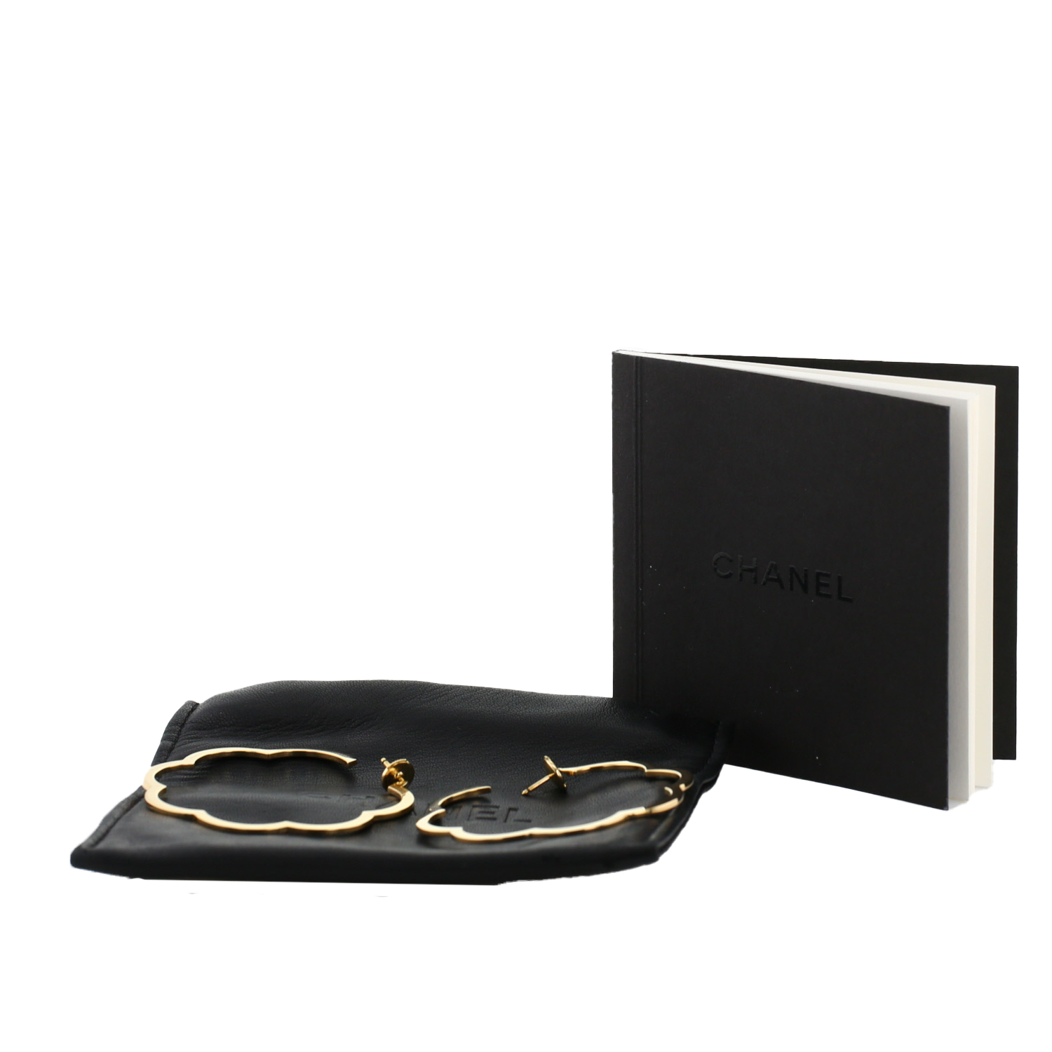 Chanel Profil de Camélia large model earrings in yellow gold - Detail D2