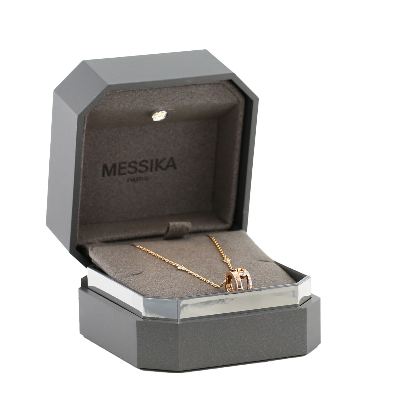 Messika Move Romane necklace in pink gold and diamonds - Detail D2