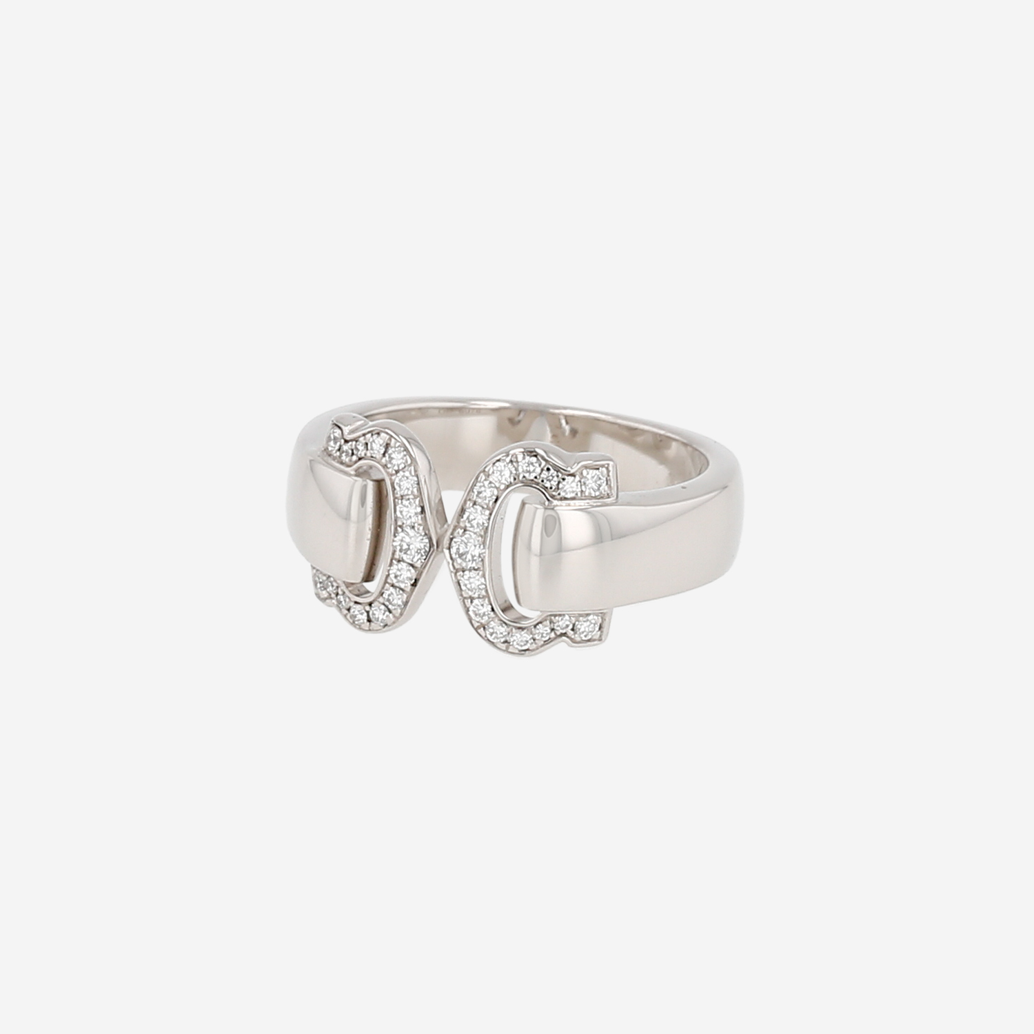 Open Cartier C de Cartier ring in white gold and diamonds