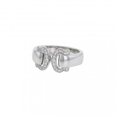 Sortija abierta Cartier C de Cartier de oro blanco y diamantes