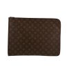 Bolsito de mano Louis Vuitton  Porte documents Voyage en lona Monogram marrón - 360 thumbnail