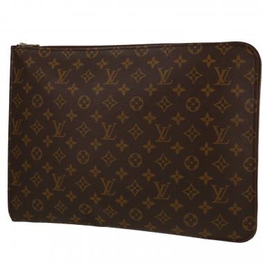 Bolsito de mano Louis Vuitton  Porte documents Voyage en lona Monogram marrón
