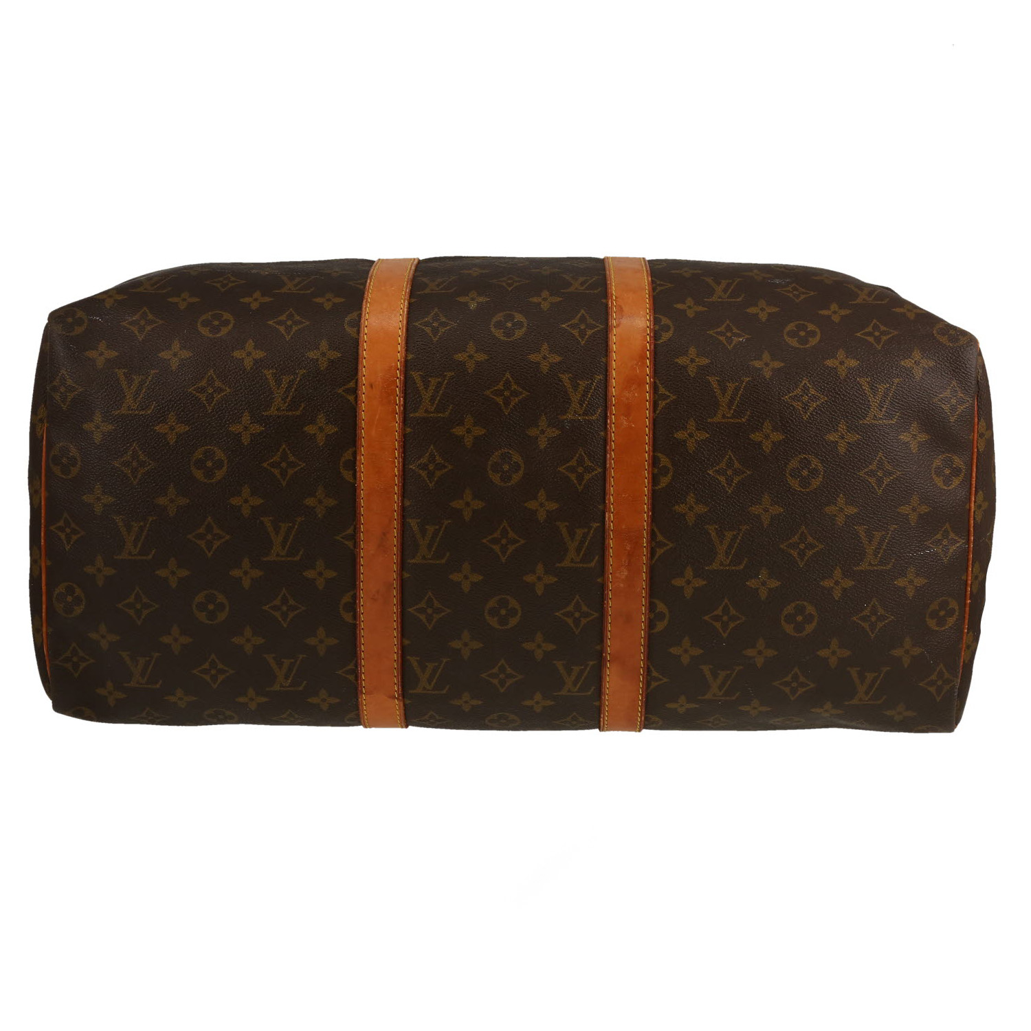 Louis Vuitton  Keepall 50 travel bag  in brown monogram canvas  and natural leather - Detail D1