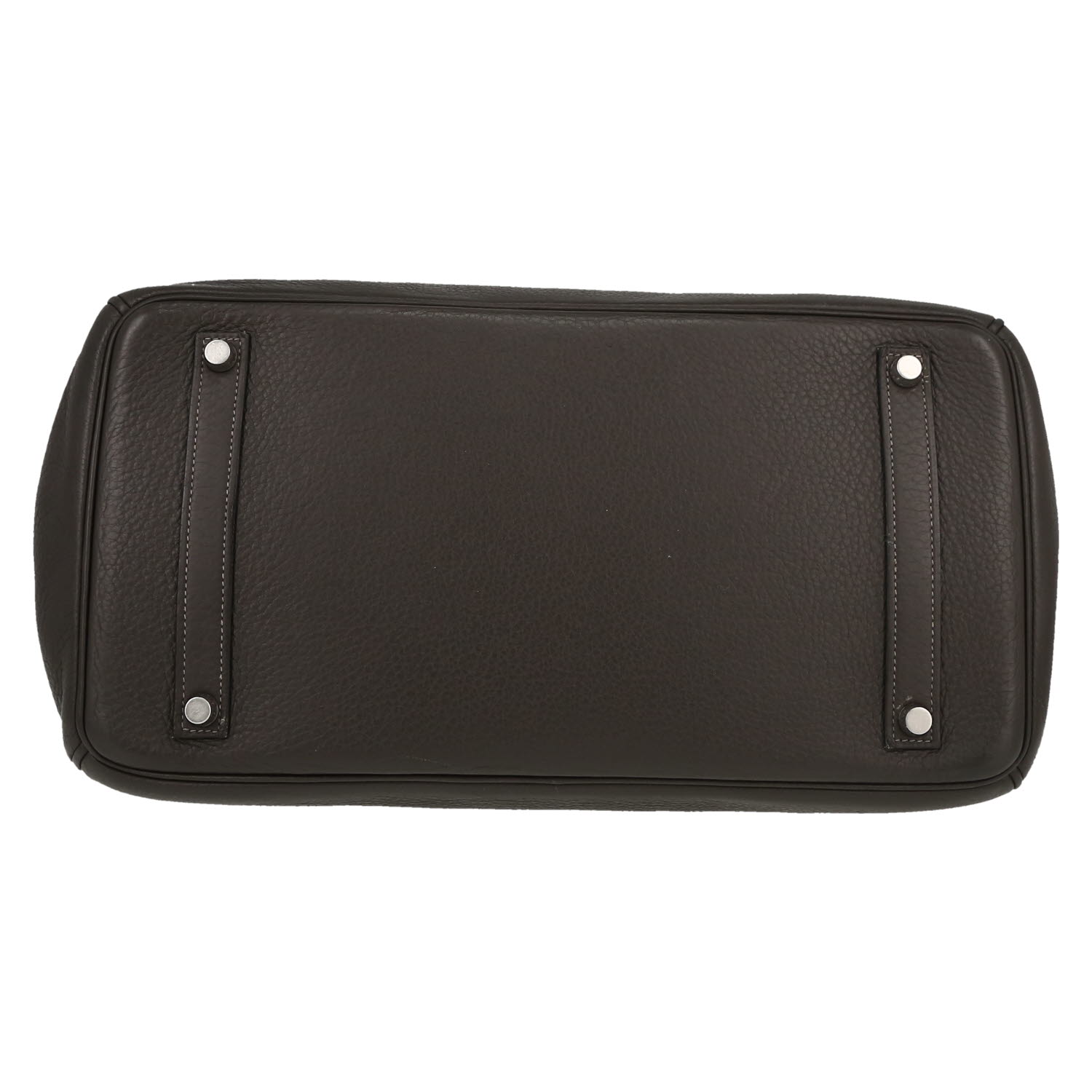 Bolso de mano Hermès  Birkin 35 cm en cuero taurillon clémence gris Graphite - Detail D1