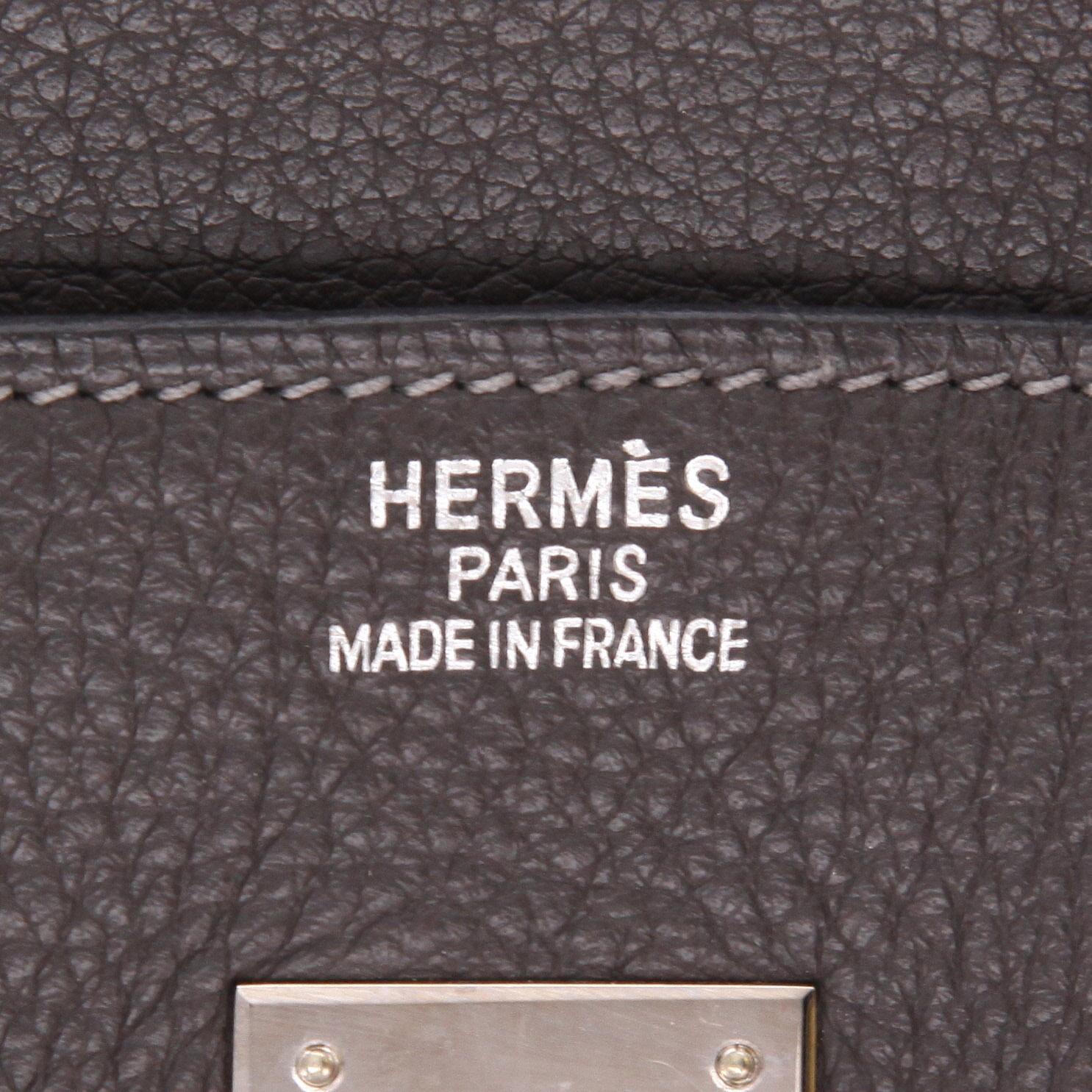 Hermès  Birkin 35 cm handbag  in grey Graphite leather taurillon clémence - Detail D2