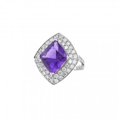Bague Mauboussin Tellement Fou de Toi en or blanc, diamants et améthystes