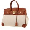 Bolso de mano Hermès  Birkin 35 cm en cuero Barenia color oro y lona beige - 00pp thumbnail