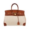 Bolso de mano Hermès  Birkin 35 cm en cuero Barenia color oro y lona beige - 360 thumbnail