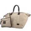 Chanel   shopping bag  in beige canvas  and black leather - 00pp thumbnail