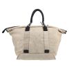 Chanel   shopping bag  in beige canvas  and black leather - Detail D1 thumbnail