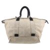 Chanel   shopping bag  in beige canvas  and black leather - Detail D5 thumbnail