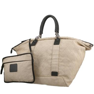 Bolso Cabás Chanel   en lona beige y cuero negro