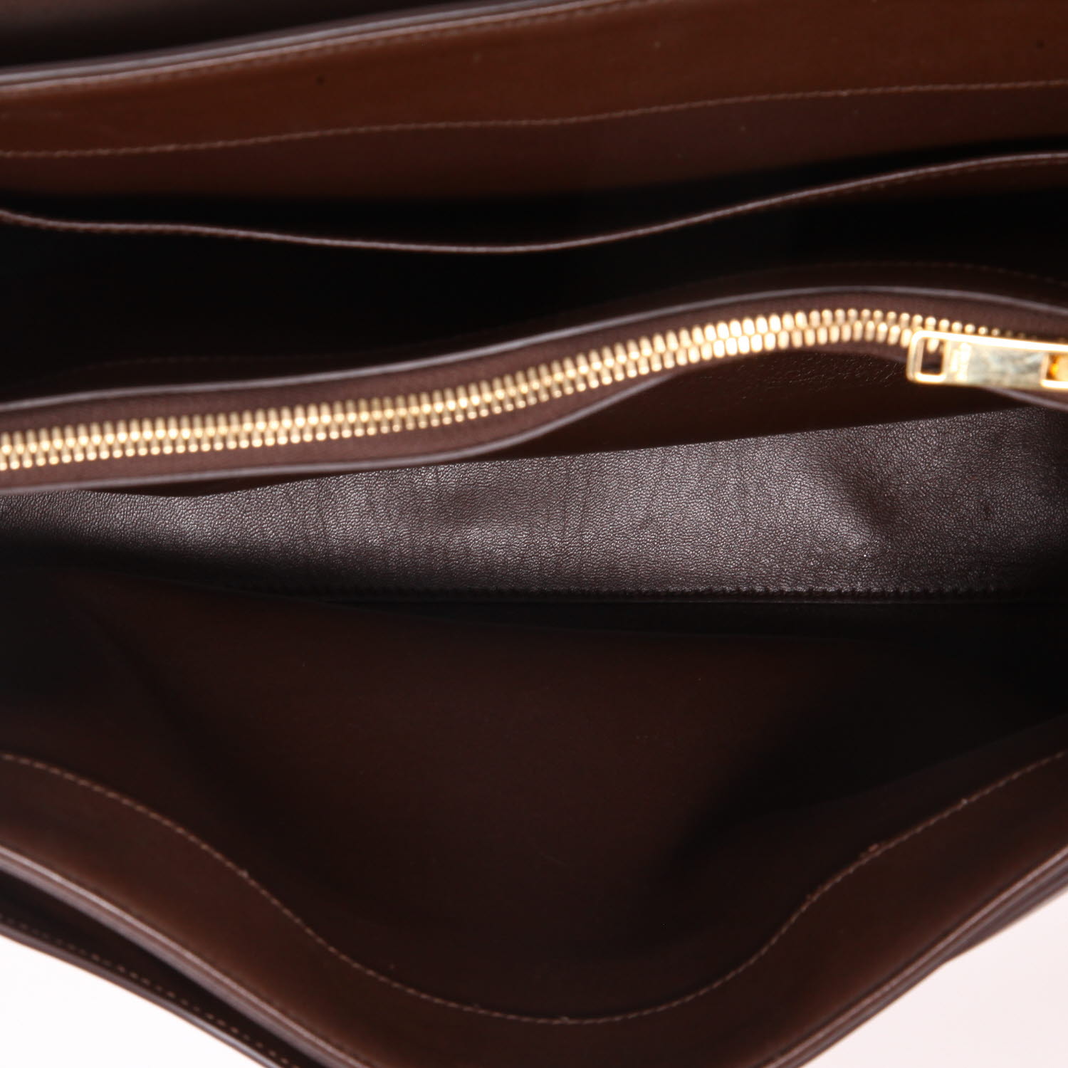 Celine  16 medium model  handbag  in brown leather - Detail D3
