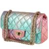 Bolso de mano Chanel 2.55 mini en cuero acolchado azul rosa y violeta - 00pp thumbnail