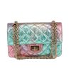 Chanel 2.55 mini handbag  in blue, pink and purple quilted leather - 360 thumbnail