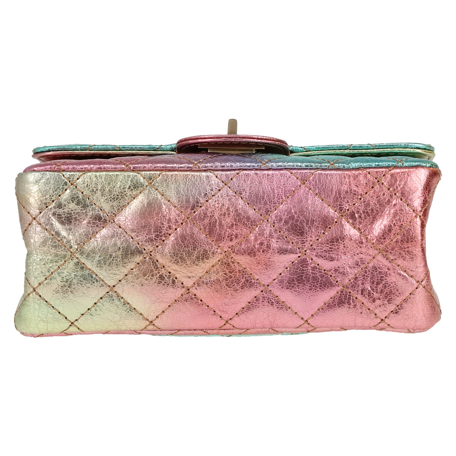 Borsa Chanel 2.55 mini in pelle trapuntata blu rosa e viola - Detail D1