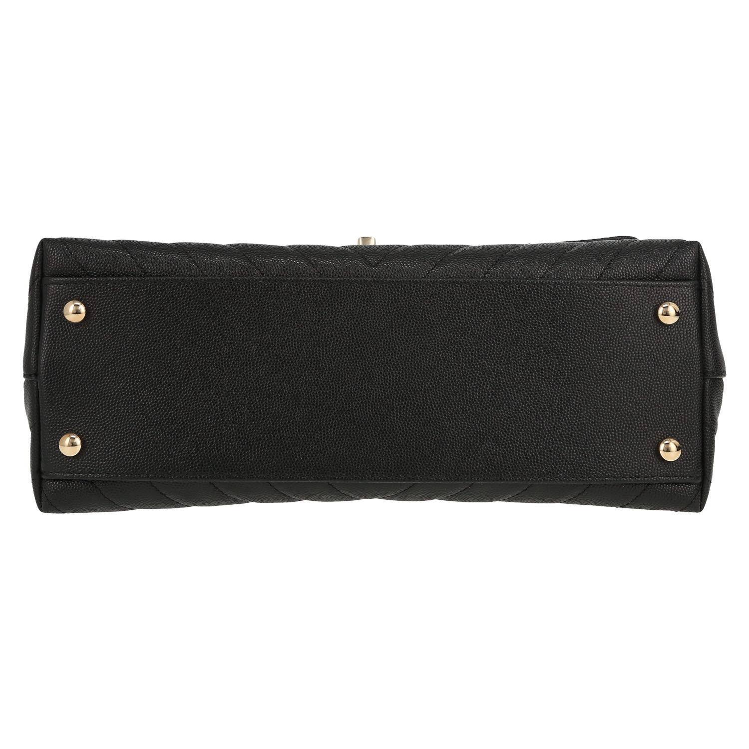 Bolso bandolera Chanel  Coco Handle mini  en cuero granulado acolchado negro - Detail D1