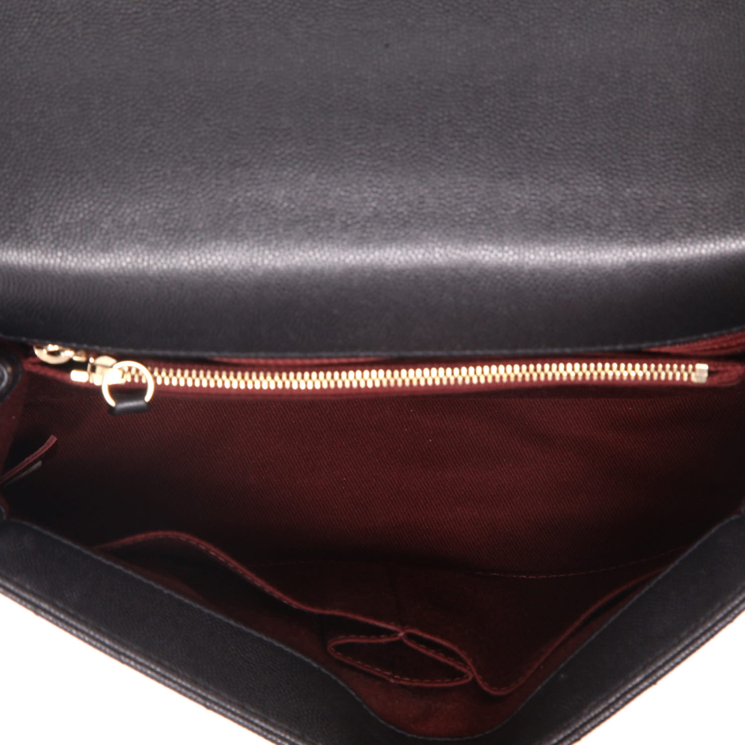 Chanel  Coco Handle mini  shoulder bag  in black quilted grained leather - Detail D3