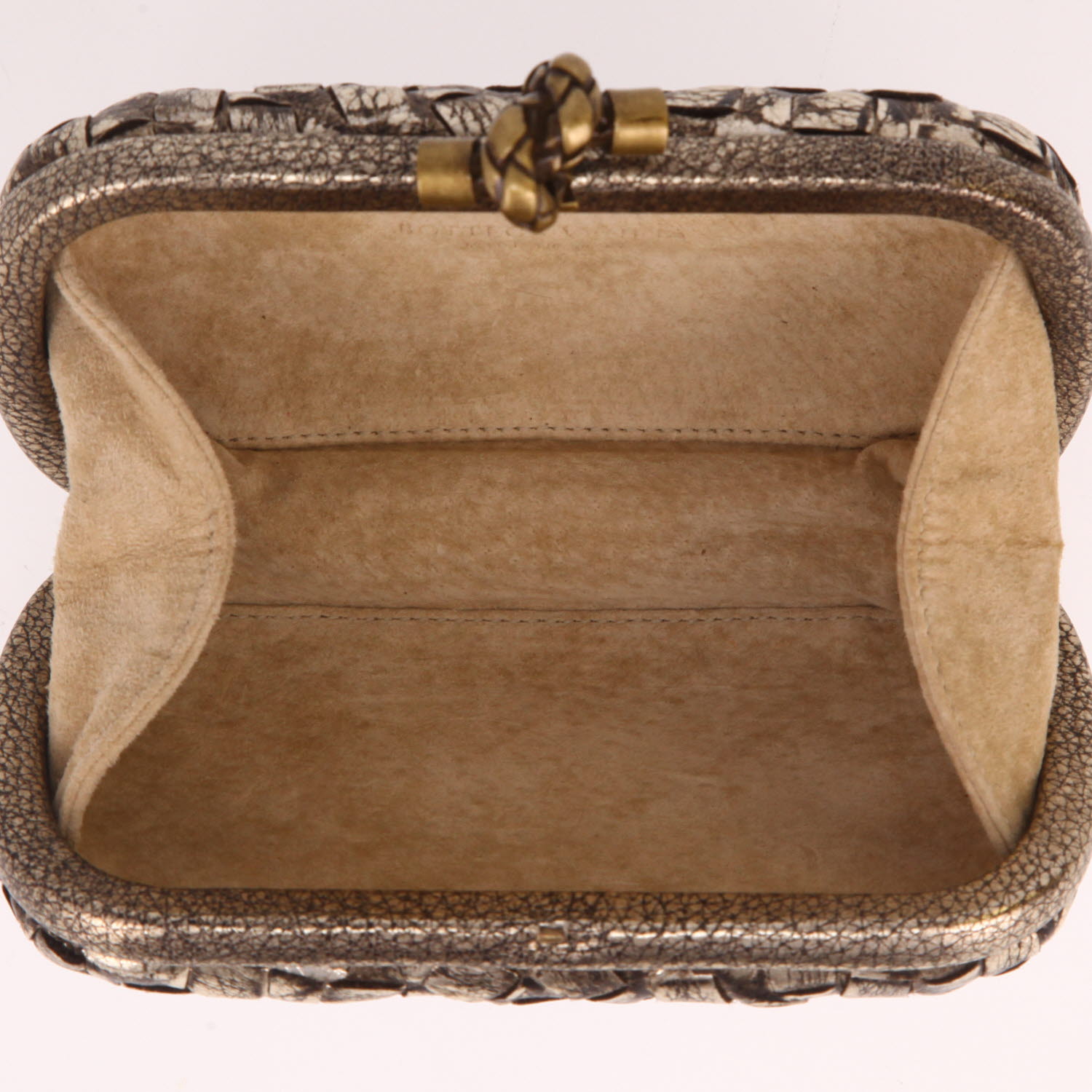 Bolsito de mano Bottega Veneta  Knot en cuero trenzado marrón dorado - Detail D3