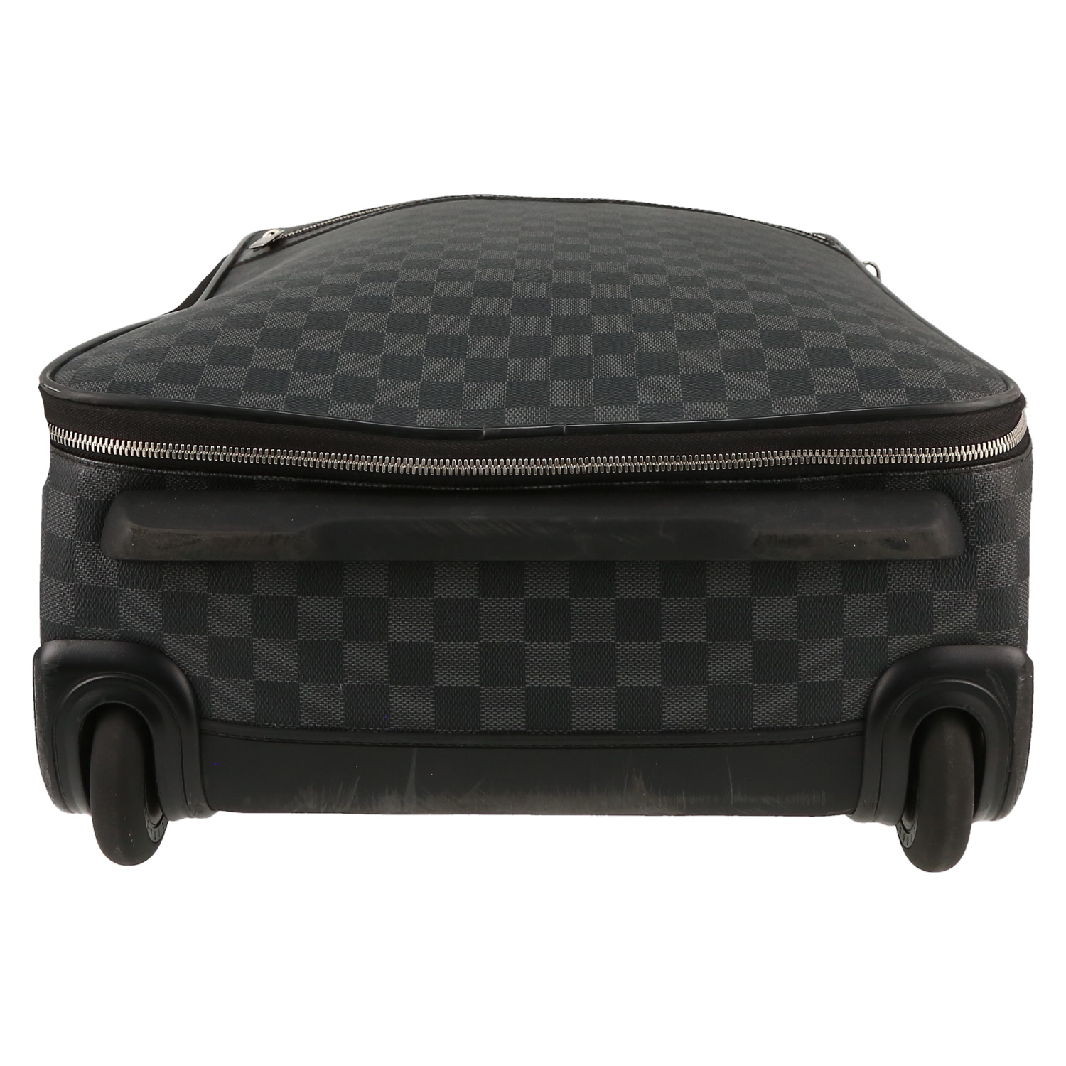 Valise Louis Vuitton  Pegase en toile damier grise et cuir noir - Detail D1