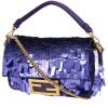 Bolso bandolera Fendi  Baguette mini  en lona y cuero violeta - 00pp thumbnail