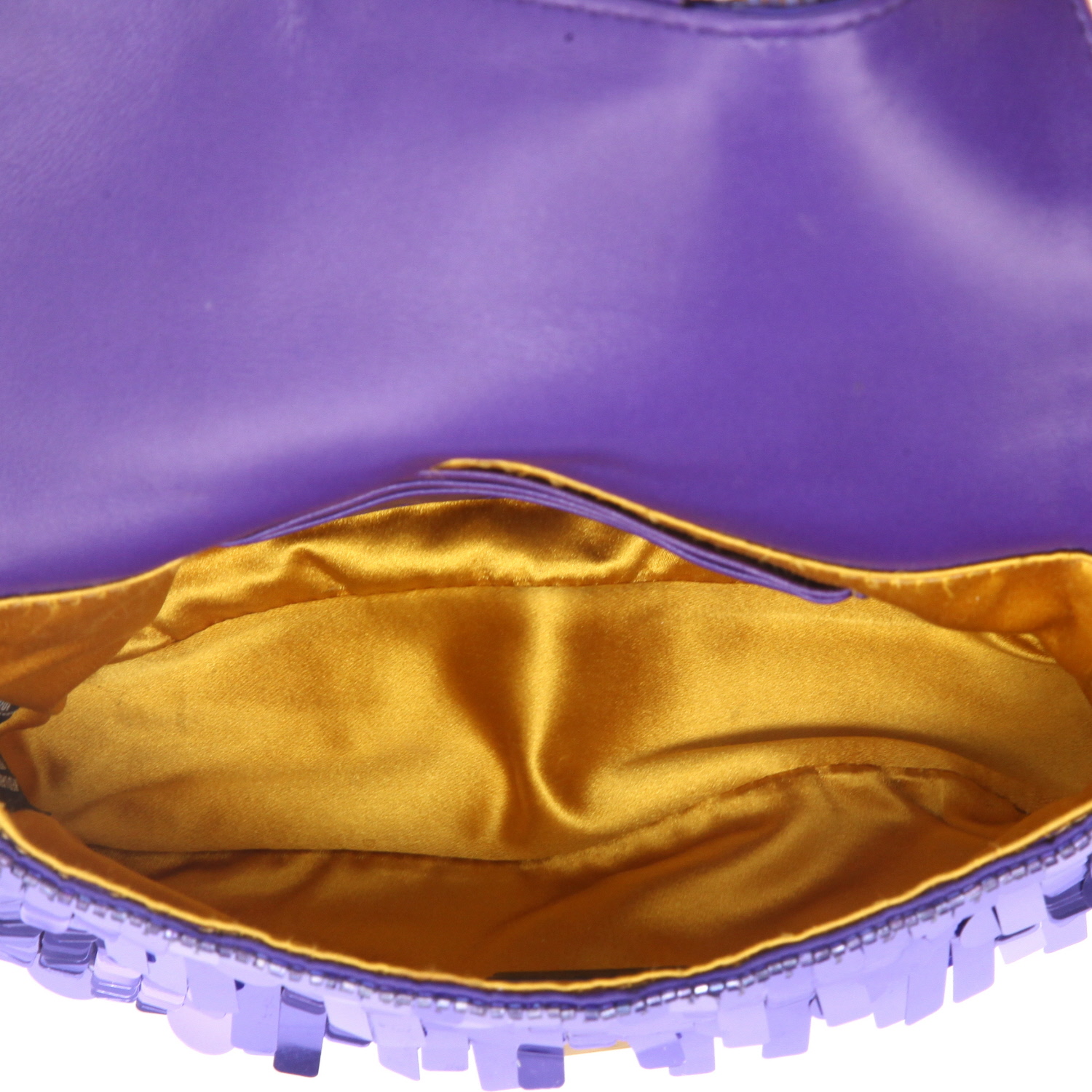 Sac bandoulière Fendi  Baguette mini  en toile et cuir violette - Detail D3