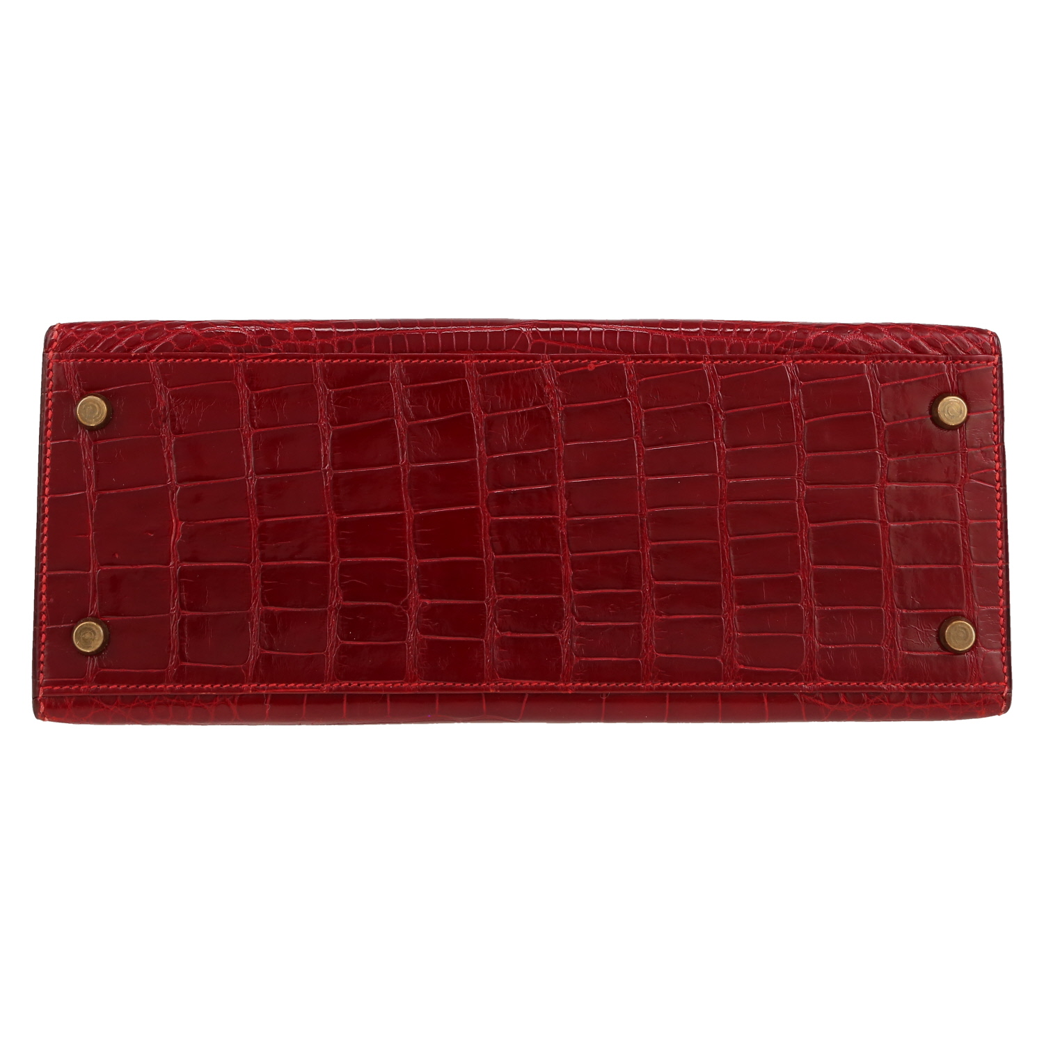 Hermès  Kelly 28 cm handbag  in red Vif alligator - Detail D1