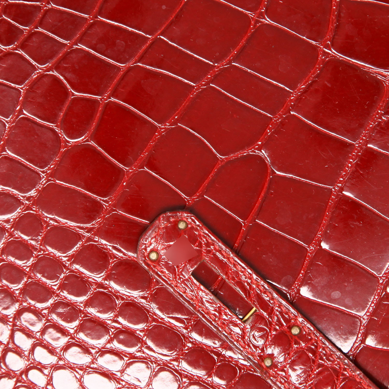 Borsa Hermès  Kelly 28 cm in alligatore rosso Vif - Detail D4