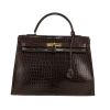 Hermès  Kelly 35 cm handbag  in brown porosus crocodile - 360 thumbnail