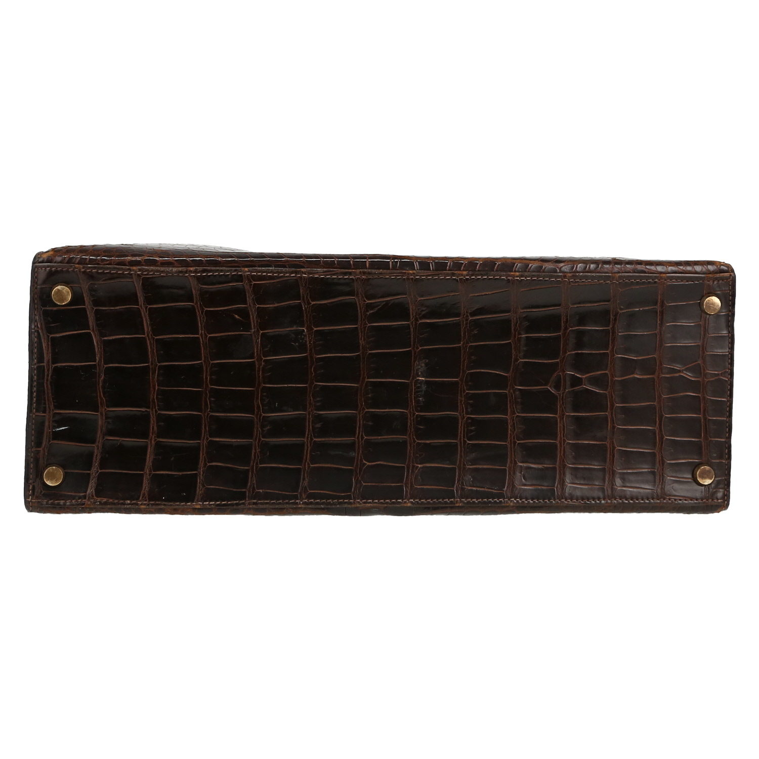 Hermès  Kelly 35 cm handbag  in brown porosus crocodile - Detail D1