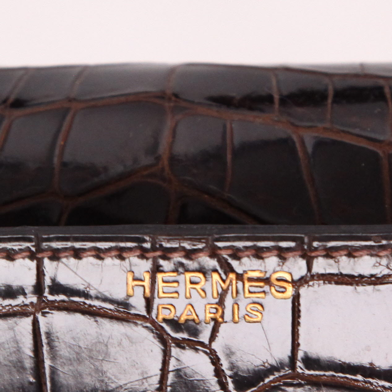 Sac à main Hermès  Kelly 35 cm en crocodile porosus marron - Detail D2