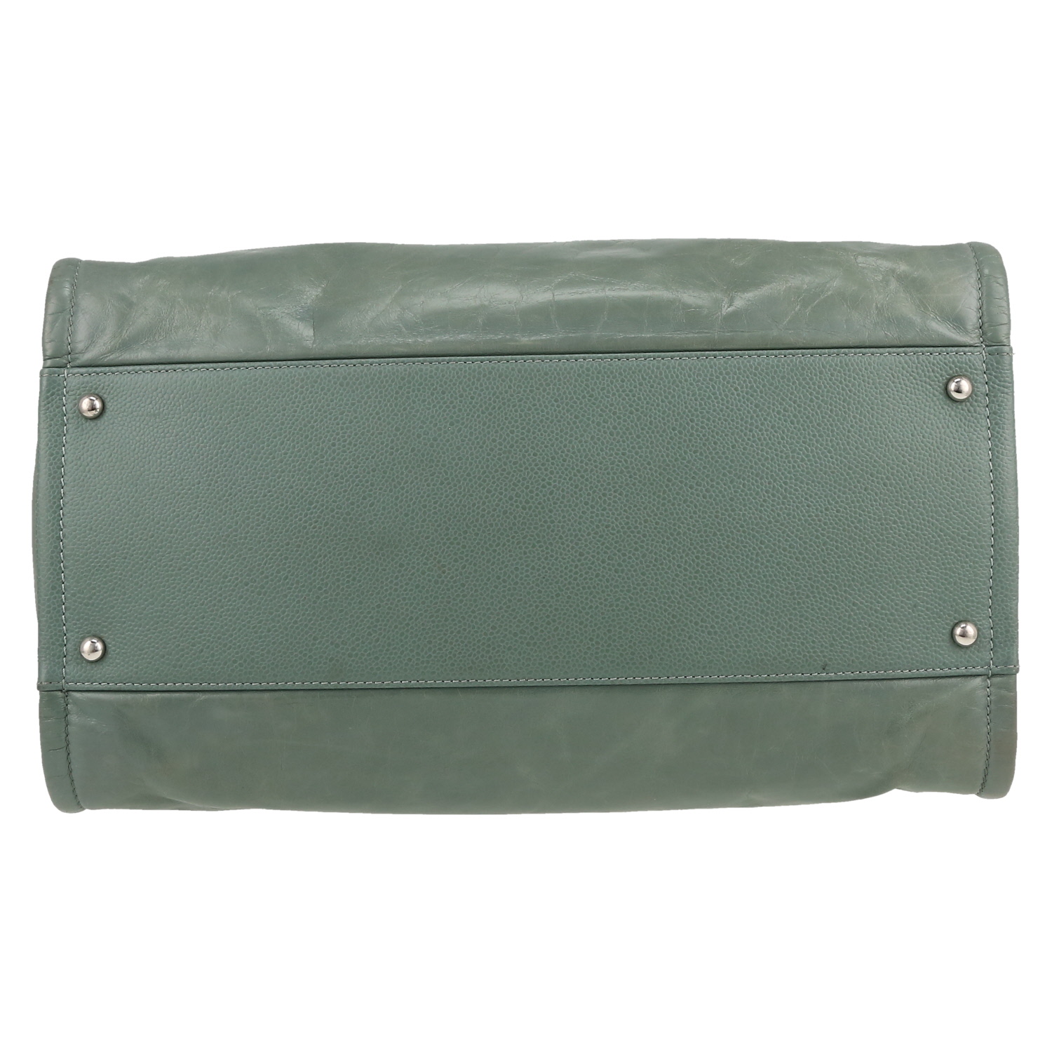 Chanel  Deauville shopping bag  in green leather - Detail D1