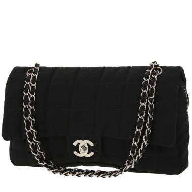 Sac à main Chanel Timeless Classic en toile nylon noire