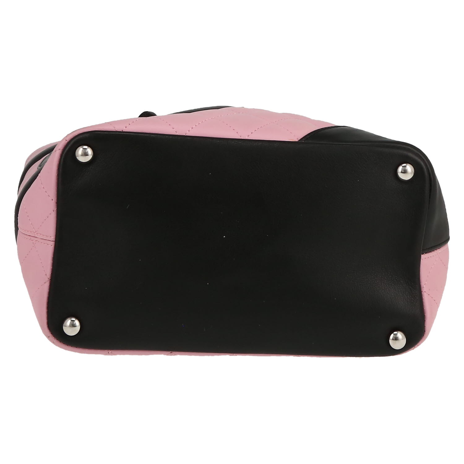 Bolso Cabás Chanel  Cambon en cuero acolchado rosa y negro - Detail D1