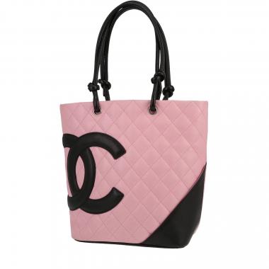 Chanel  Cambon shopping bag  in pink and black quilted leather