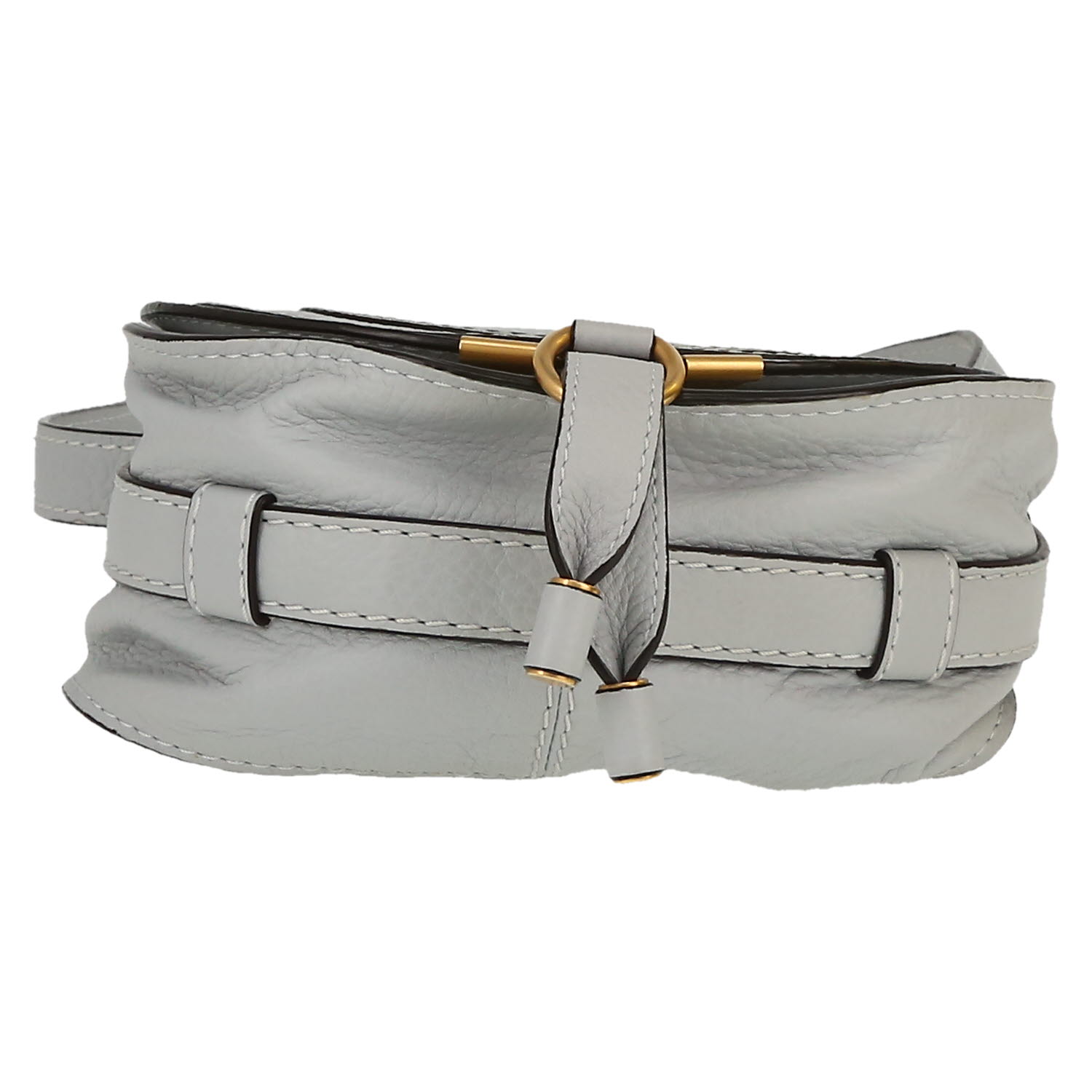 Chloé  Marcie mini  shoulder bag  in grey blue grained leather - Detail D1